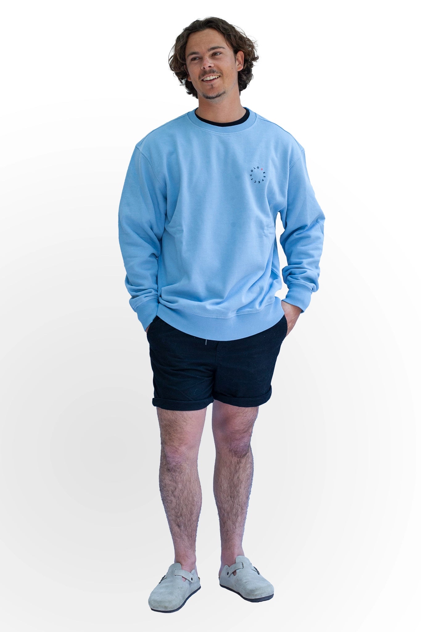 Cheetah Crew Neck Dusty Blue