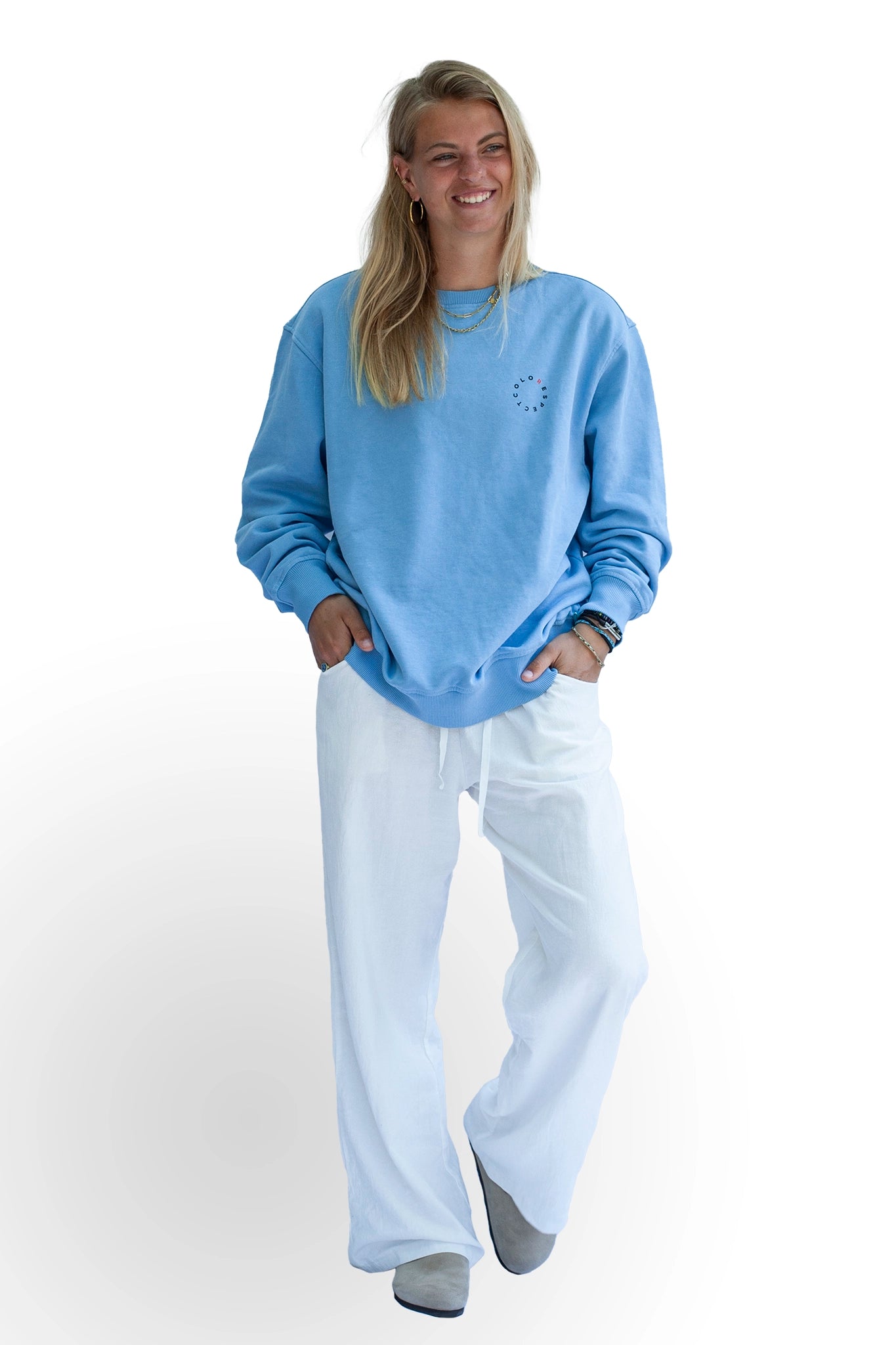Cheetah Crew Neck Dusty Blue