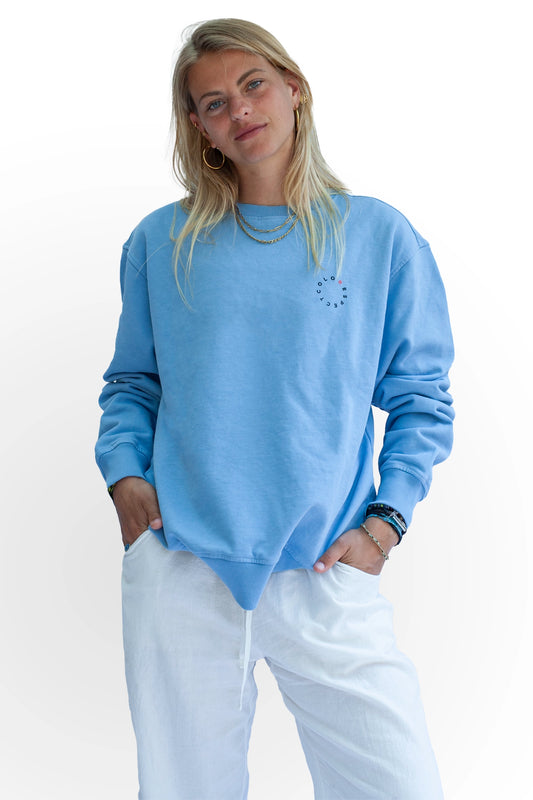 Cheetah Crew Neck Dusty Blue